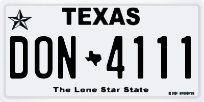 TX license plate DON4111