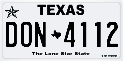 TX license plate DON4112