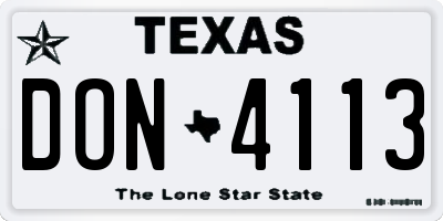 TX license plate DON4113