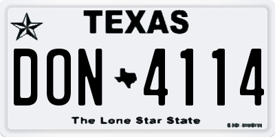 TX license plate DON4114