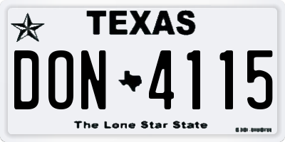 TX license plate DON4115