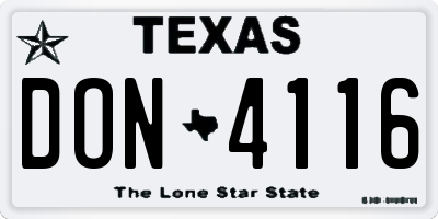 TX license plate DON4116