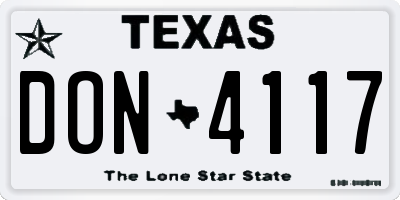 TX license plate DON4117
