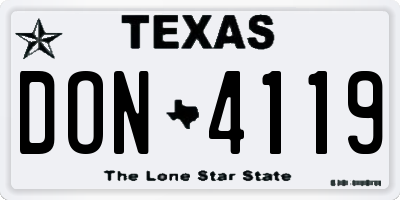 TX license plate DON4119