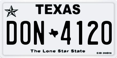 TX license plate DON4120