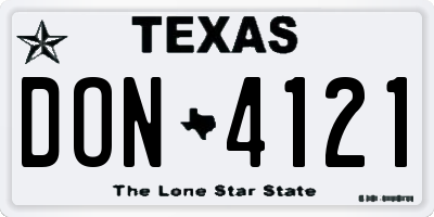 TX license plate DON4121