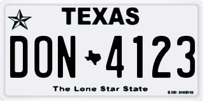 TX license plate DON4123