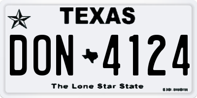 TX license plate DON4124