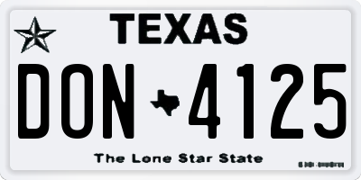 TX license plate DON4125