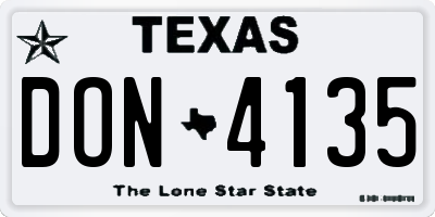TX license plate DON4135