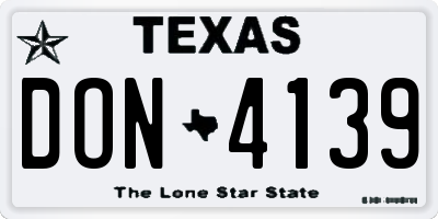 TX license plate DON4139