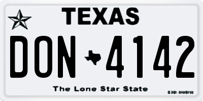 TX license plate DON4142