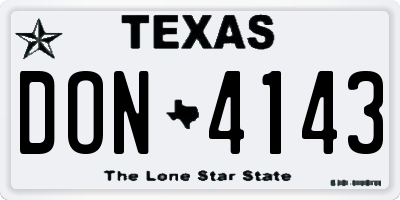TX license plate DON4143