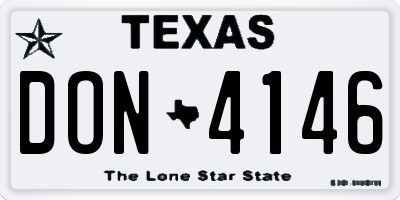 TX license plate DON4146