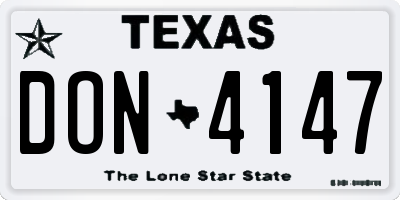 TX license plate DON4147