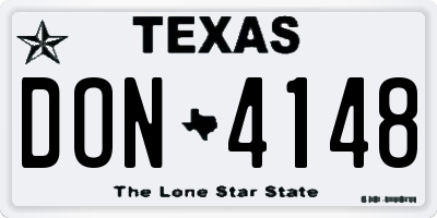 TX license plate DON4148