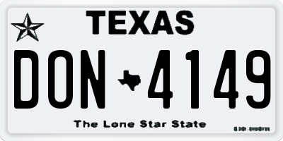 TX license plate DON4149