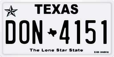 TX license plate DON4151