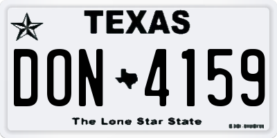 TX license plate DON4159