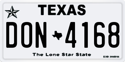 TX license plate DON4168
