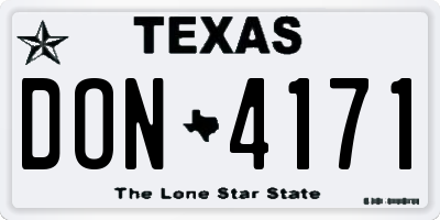 TX license plate DON4171