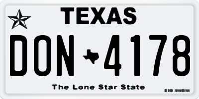 TX license plate DON4178