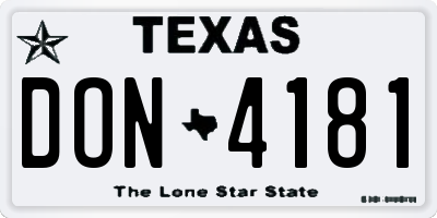 TX license plate DON4181