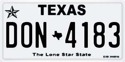 TX license plate DON4183