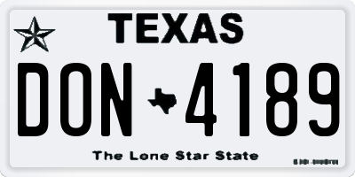 TX license plate DON4189