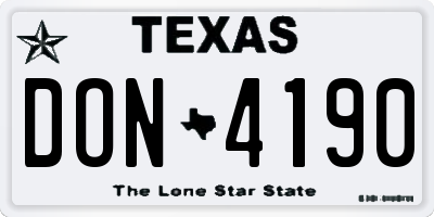 TX license plate DON4190
