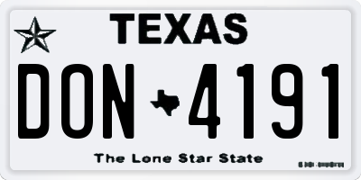 TX license plate DON4191