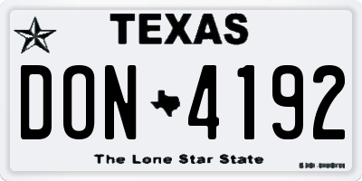 TX license plate DON4192