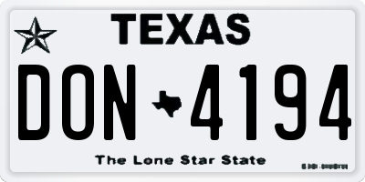 TX license plate DON4194