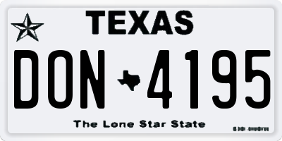 TX license plate DON4195