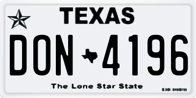 TX license plate DON4196