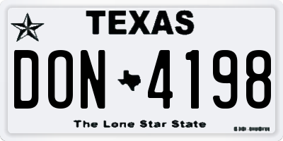 TX license plate DON4198