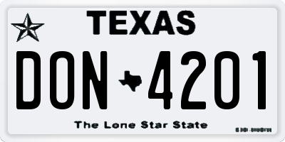 TX license plate DON4201