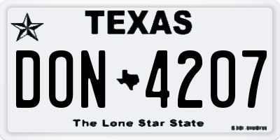TX license plate DON4207