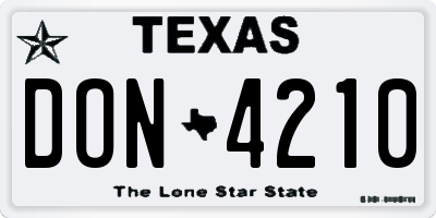 TX license plate DON4210