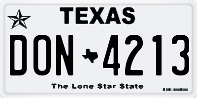 TX license plate DON4213