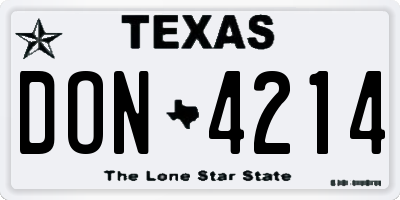 TX license plate DON4214