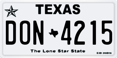 TX license plate DON4215
