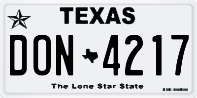 TX license plate DON4217