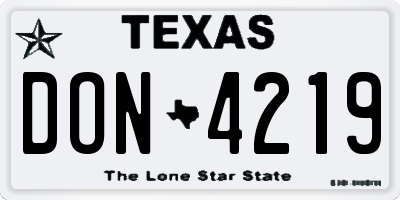 TX license plate DON4219