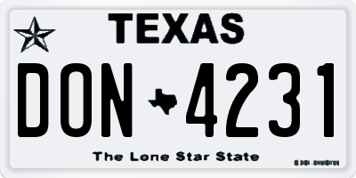 TX license plate DON4231
