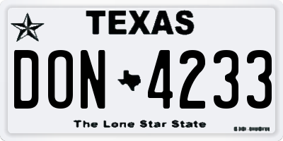 TX license plate DON4233