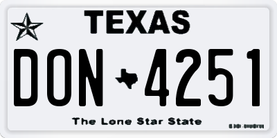 TX license plate DON4251