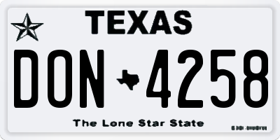 TX license plate DON4258