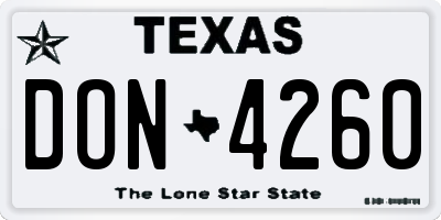 TX license plate DON4260
