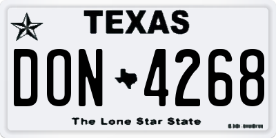 TX license plate DON4268